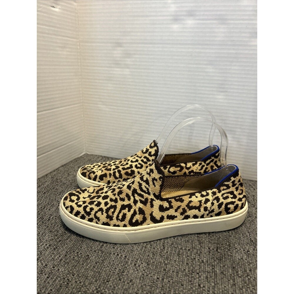Rothys Shoes Women's 8.5 Slip On The Sneaker Animal Print Knit Cheetah Camo Cat - Picture 6 of 13